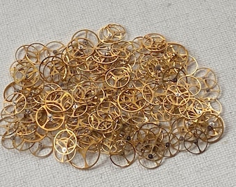 Vtg & Antique 12 pc. NOS Gold-Tone Pocket Watch Balance Wheel Lot, Elegant Steampunk Jewelry Findings, Watch Restoration Horology Supply DIY
