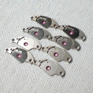 Vintage NOS Ruby Jeweled Watch Parts, 8 PC. Spacer Connector, Earrings Steampunk Altered Art Jewelry Supply, Design Create Matte Silver-Tone