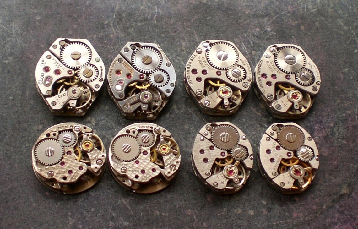 8 Pc. Vintage Mechanical Watch Movement Lot 4 Steampunk Cuff Etsy