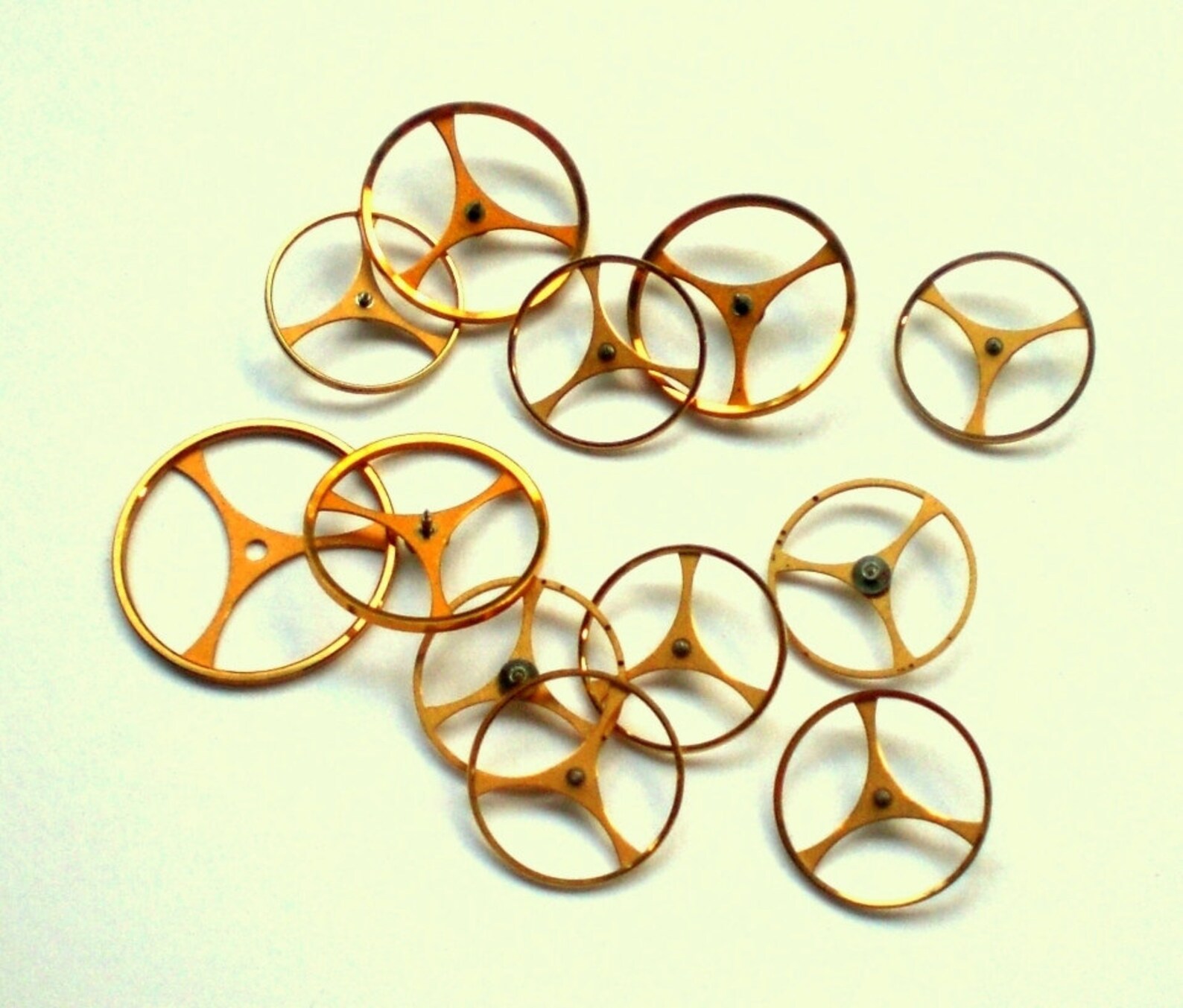 Vtg NOS Goldtone Pocket Watch Balance Wheel Lot, Elegant Steampunk