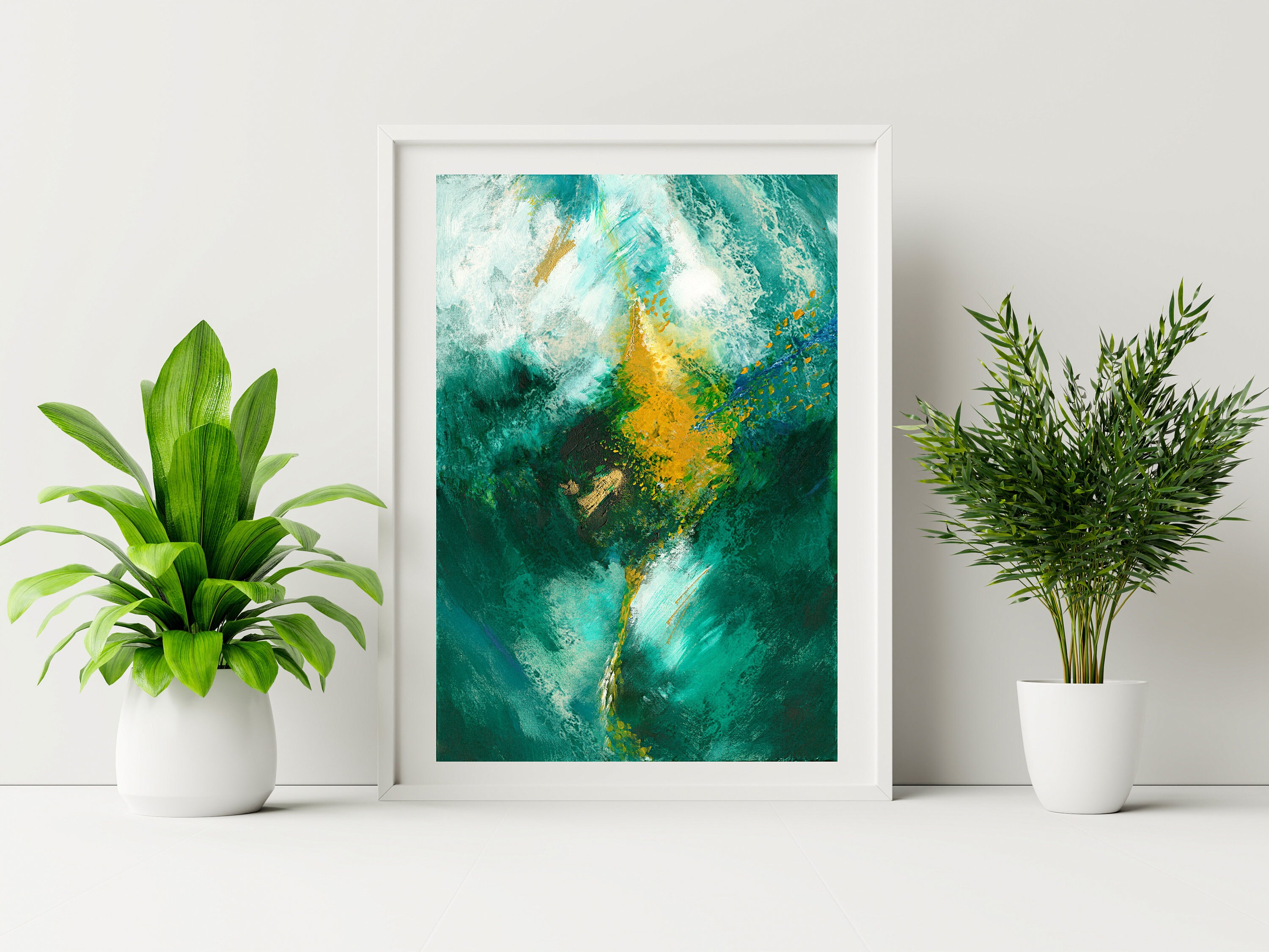 Turquoise Green Abstract Wall Art Print Etsy
