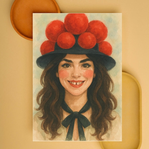 Postcard Black Forest Girl • Bollenhut Girl • Black Forest Gift • Artistic Illustration