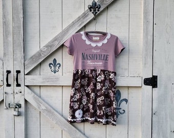 S Rustic lavender tunic, pretty upcycled dress