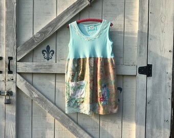 M sundress patchwork boho upcycled dress