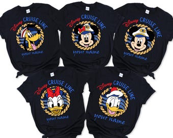 Koszulki Disney Cruise Line na zamówienie 2026, Spersonalizowane koszulki rodzinne Disney Cruise, Koszulki z imionami i nazwiskami dla grup rejsowych, Odzież wakacyjna