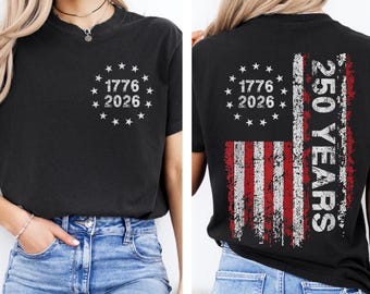Camiseta Comfort Colors Retro USA 250, Camiseta "250 Anos de Liberdade", Camiseta Comemorativa do 250º Aniversário, Camiseta com a Bandeira dos EUA, Roupa para o Dia Nacional Americano