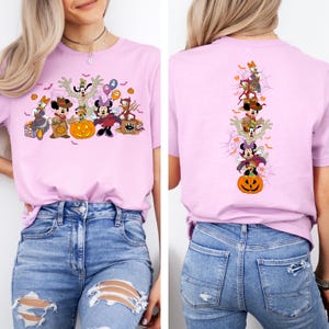 Maglietta Disney di Halloween con stampa fronte-retro di Topolino e i suoi amici, festa di Halloween "Mickey's Not So Scary", viaggio in famiglia a Disneyland WDW.
