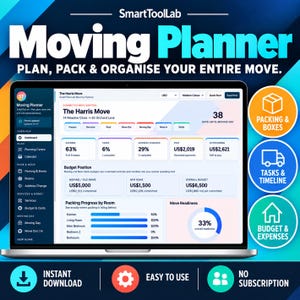 Moving Planner & Moving Checklist – Packing List, New Home Checklist, Relocation Guide