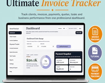 Invoice Tracker & Payment Manager | Client Tracker CRM, Invoice Dashboard, Invoice Generator, Task Tracker for Small Business