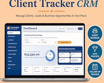 Client Tracker CRM | Lead Tracker, Task Tracker, CRM Tracker, Customer Management & Follow Up Tracker for Small Business