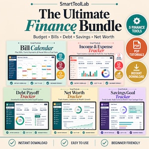 Ultimate Finance Bundle | Budget Planner, Bill Tracker, Debt Payoff, Savings & Net Worth