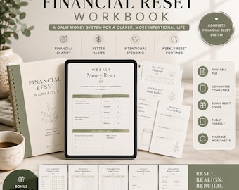 Arbetsbok för ekonomisk återställning | Digital budgetplanerare och lugnt pengasystem | Goodnotes ekonomiplanerare utskrivbar PDF