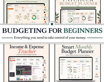 Budgetkalkylbladspaket | Budgetplanerare, Budget per lönecheck, Månatlig budgetplanerare, Utgiftsspårare och Fakturakalender