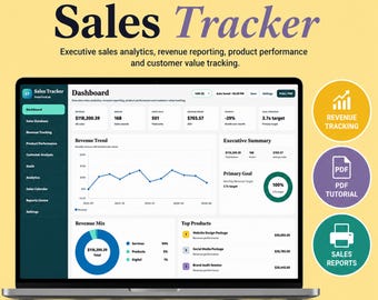 Sales Tracker | Revenue Tracker, Sales Analysis, Sales Reporting, Income Tracker, Product Performance for Small Businesses