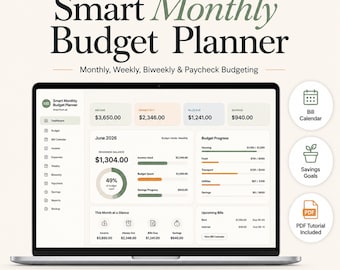 Månadsbudgetplanerare, Budgetplanerare, Budgetkalkylblad, Veckobudget, Budget varannan vecka, Lönebudget, Utgiftsspårare