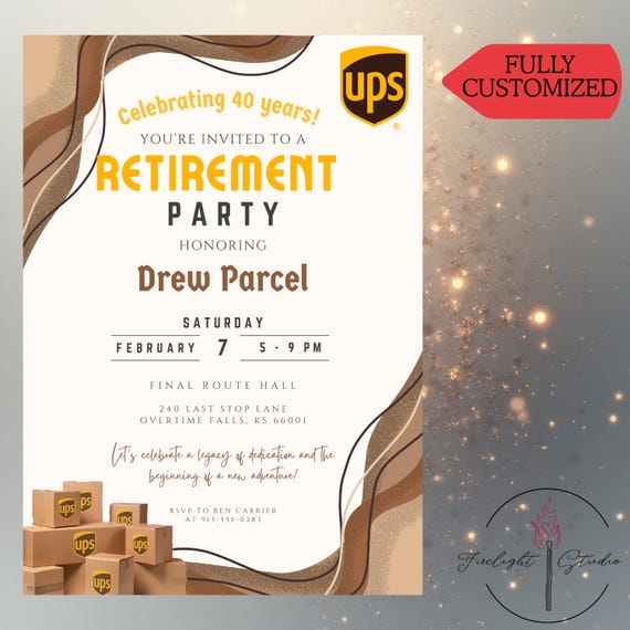 Custom UPS Retirement Invitation | Personalized Retirement Invite | Digital Invitation