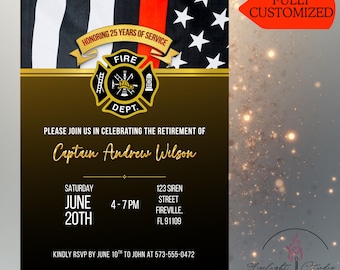 Invitación personalizada de jubilación de bombero / Invitación digital