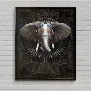 Dieselephant Art Print -- surreal, dieselpunk, steampunk, sci-fi, goth