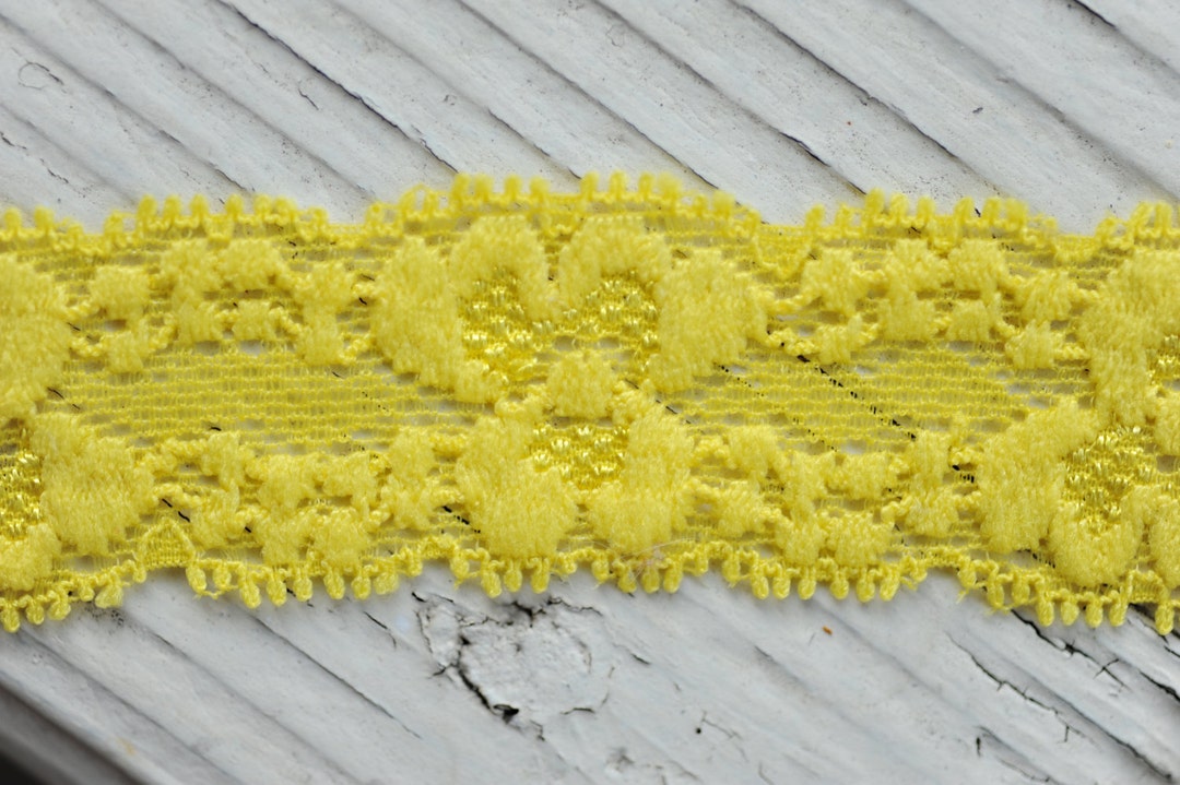 Stretch Lace YELLOW 1 Elastic Lace Skinny Stretch Lace Lace by the Yard
