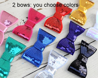 Extra Large Sequin Bows - 5 Inch Sequin Bows - Set of 2 - Choose Your Colors - 5 Inch Sequin Bows For Headbands - Giant Bows