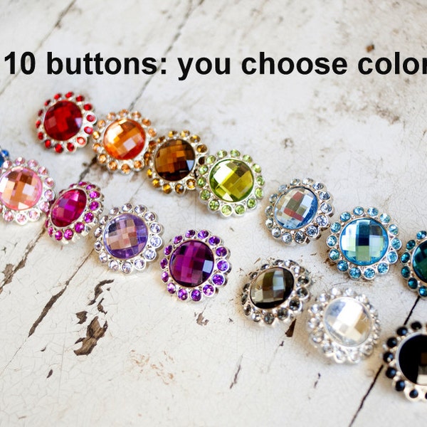 Boutons en strass acryliques - Boutons de grande pierre de Rhin - Boutons de Stras colorés de 23 mm - Ensemble de 10 - Vous choisissez des couleurs - Grand bouton Bling