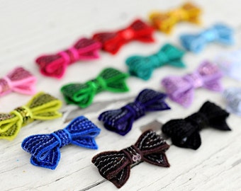 RANDOM MIX - Mini Sequin Bows - Wholesale Sequin Bows - Set of 10 - 1.5 Inch Sequin Bows For Headbands and Clips