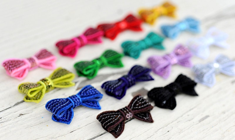 Mini Sequin Bows - Wholesale Sequin Bows - Set of 10 - 1.5 Inch Sequi…