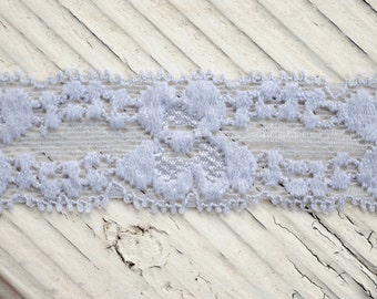 Stretch Elastic Lace - GRAY - 1" Lace Elastic - Skinny Lace Elastic - Elastic Lace by the Yard - 1" Lace - Lace Trim - Lace for Garters