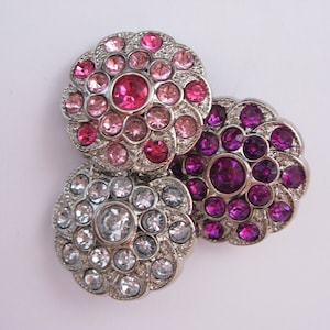 Swirly Rhinestone Button -  Rhinestone Buttons - Set of 5 Acrylic Rhinestone Buttons - 25mm Plastic Buttons