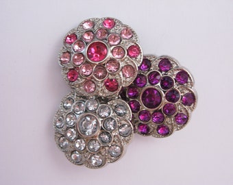 Swirly Rhinestone Button -  Rhinestone Buttons - Set of 5 Acrylic Rhinestone Buttons - 25mm Plastic Buttons