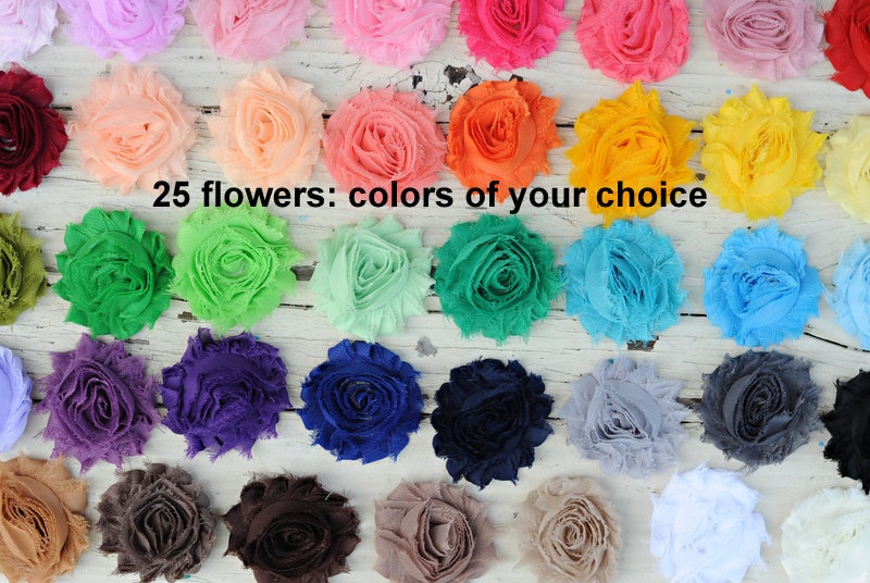 Shabby Flowers - Chiffon Frayed Flowers - Fabric Flowers - Chiffon Fa…