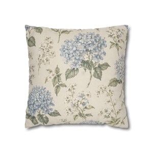 Blue Hydrangea Floral Pillowcase,Coastal Cottagecore Pillow Cover,Designer Inspired Botanical Throw Pillow,French Country Cushion image 9