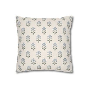 French Floral Pillow Cover Coastal Cottage Throw Pillow Blue Botanical Cushion Hamptons Decor Nancy Meyers Style Pillow image 8