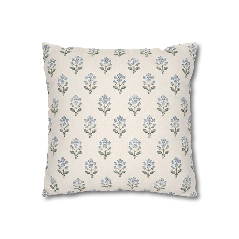 French Floral Pillow Cover Coastal Cottage Throw Pillow Blue Botanical Cushion Hamptons Decor Nancy Meyers Style Pillow image 8