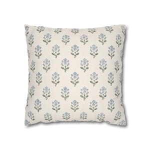 French Floral Pillow Cover Coastal Cottage Throw Pillow Blue Botanical Cushion Hamptons Decor Nancy Meyers Style Pillow image 9
