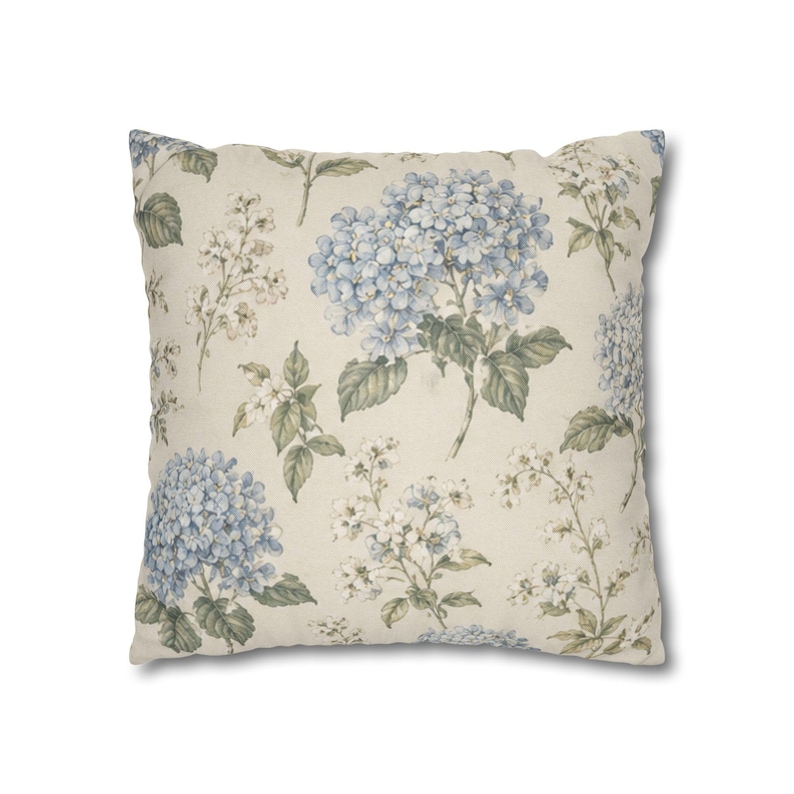 Blue Hydrangea Floral Pillowcase,Coastal Cottagecore Pillow Cover,Designer Inspired Botanical Throw Pillow,French Country Cushion image 16