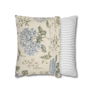 Blue Hydrangea Floral Pillowcase,Coastal Cottagecore Pillow Cover,Designer Inspired Botanical Throw Pillow,French Country Cushion image 15