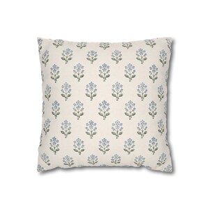 French Floral Pillow Cover Coastal Cottage Throw Pillow Blue Botanical Cushion Hamptons Decor Nancy Meyers Style Pillow image 4