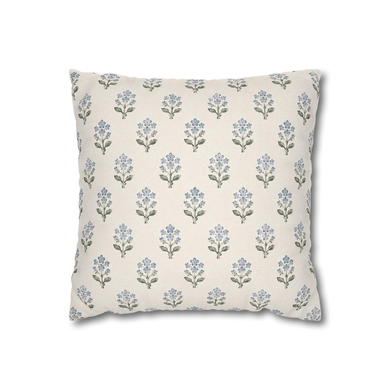 French Floral Pillow Cover Coastal Cottage Throw Pillow Blue Botanical Cushion Hamptons Decor Nancy Meyers Style Pillow image 4