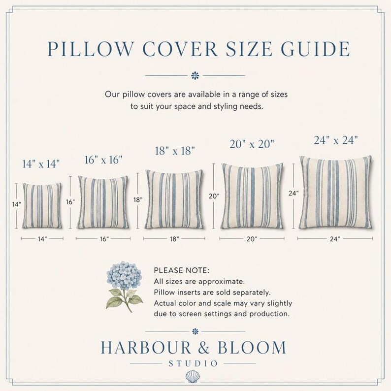 Blue Hydrangea Floral Pillowcase,Coastal Cottagecore Pillow Cover,Designer Inspired Botanical Throw Pillow,French Country Cushion image 11