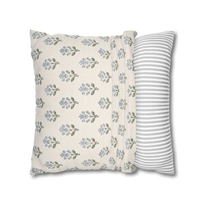 French Floral Pillow Cover Coastal Cottage Throw Pillow Blue Botanical Cushion Hamptons Decor Nancy Meyers Style Pillow image 14