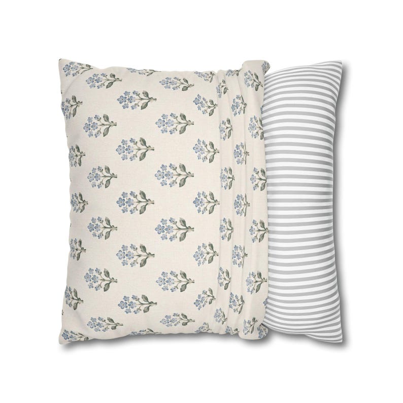 French Floral Pillow Cover Coastal Cottage Throw Pillow Blue Botanical Cushion Hamptons Decor Nancy Meyers Style Pillow image 14