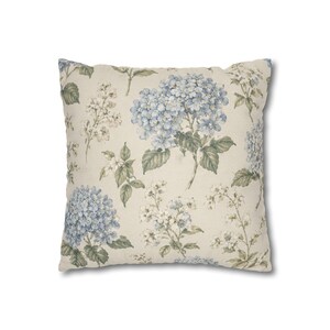 Blue Hydrangea Floral Pillowcase,Coastal Cottagecore Pillow Cover,Designer Inspired Botanical Throw Pillow,French Country Cushion image 7