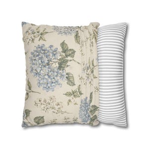 Blue Hydrangea Floral Pillowcase,Coastal Cottagecore Pillow Cover,Designer Inspired Botanical Throw Pillow,French Country Cushion image 18