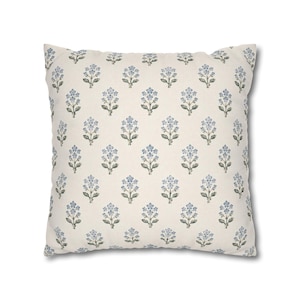 French Floral Pillow Cover Coastal Cottage Throw Pillow Blue Botanical Cushion Hamptons Decor Nancy Meyers Style Pillow image 13
