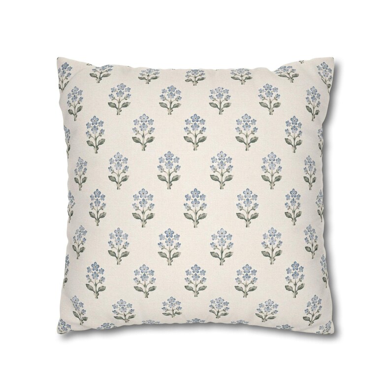 French Floral Pillow Cover Coastal Cottage Throw Pillow Blue Botanical Cushion Hamptons Decor Nancy Meyers Style Pillow image 13