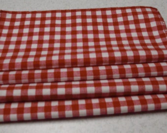 8 x 8 Inch Red and White Gingham Cocktail Napkins