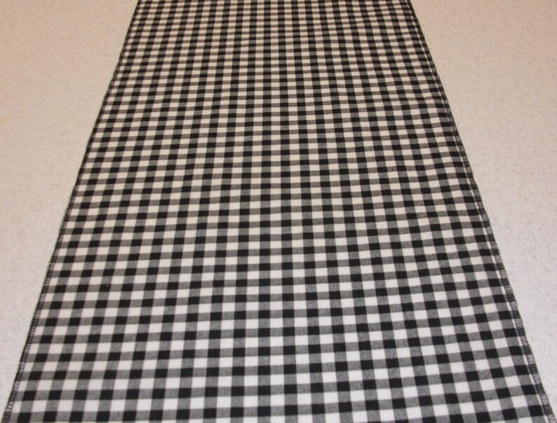 11 X 72 Black and White Gingham Table Runner Etsy