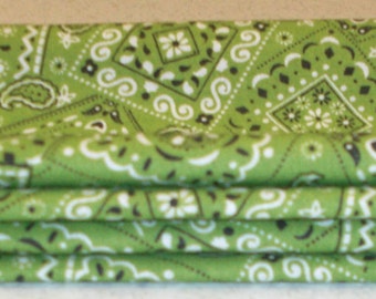 9" x 9" Green Bandana Cloth Cocktail Napkins