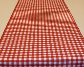 11" x 24" Red and White Gingham Table Runner